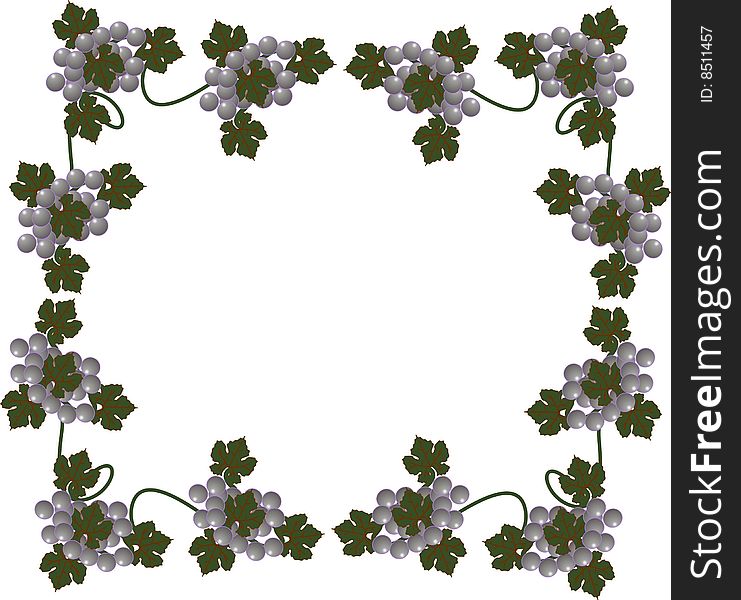 Grapes and vines forming a squared frame, for multiple usages. Grapes and vines forming a squared frame, for multiple usages...