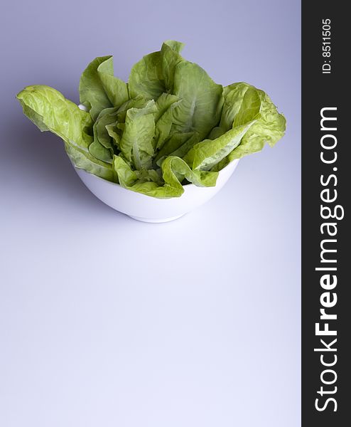 Green salad in white bowl