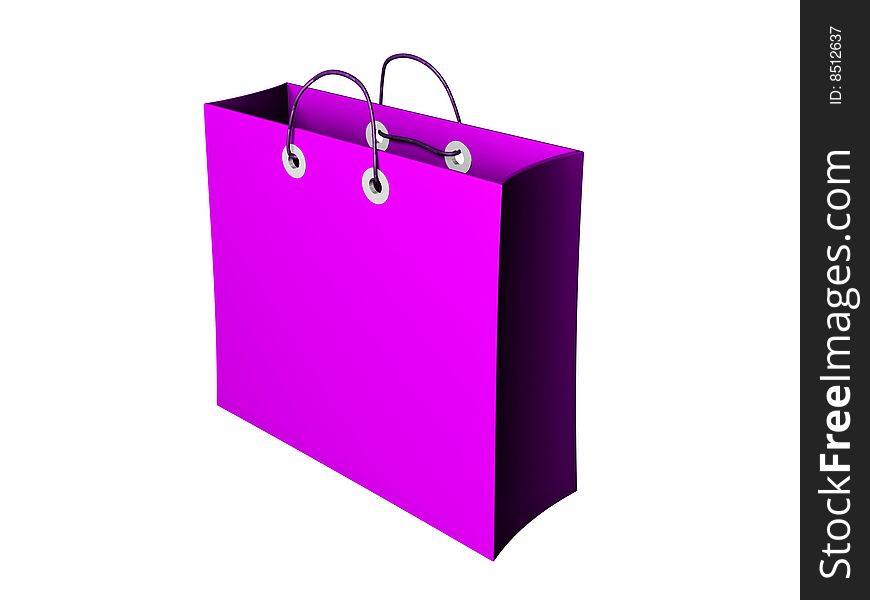 3d color shopping bag isolated on white