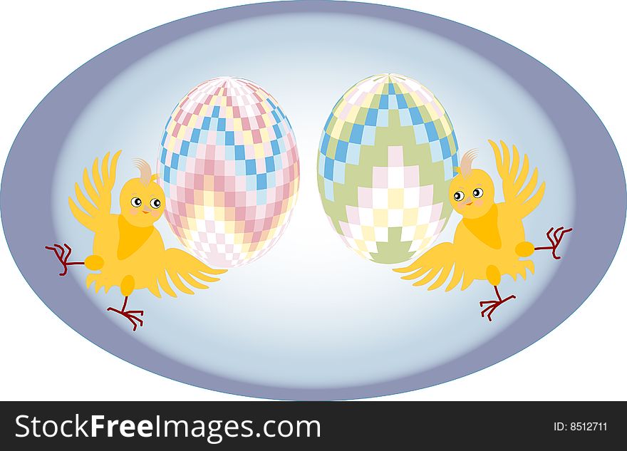 Easter eggs and chickens.Vector illustration. Easter eggs and chickens.Vector illustration.