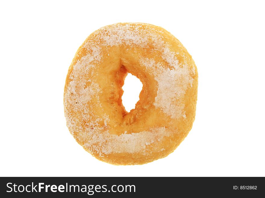 Sugared ring dough-nut isolated on white. Sugared ring dough-nut isolated on white
