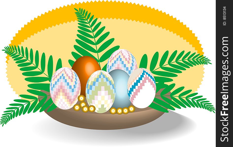 Dishes with the Easter eggs. Vector illustration. Dishes with the Easter eggs. Vector illustration.