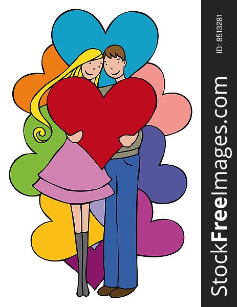 Color illustration of a couple in love
