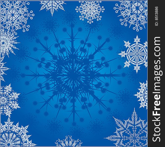 Abstract winter background with snowflakes; vector