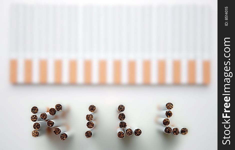 From cigarettes, smoking kills inscription