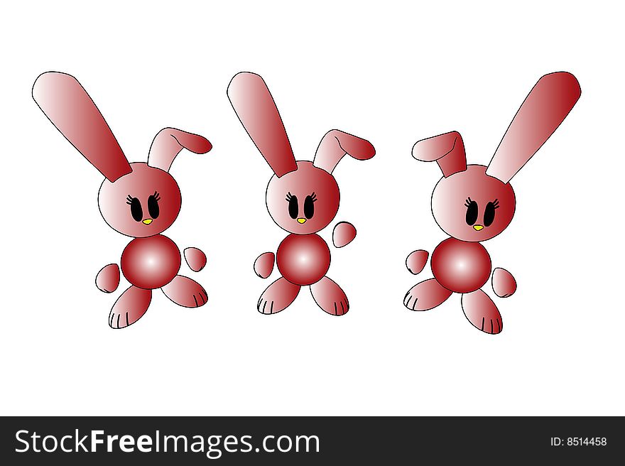 Rabbits - isolated illustration on white background. Rabbits - isolated illustration on white background