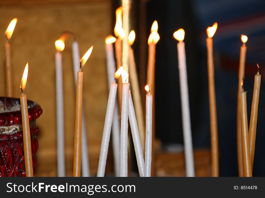Set of prayer candles at church