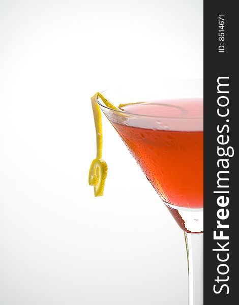 Fresh glass cool cocktail isolated over white