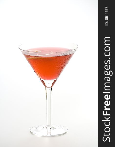 Fresh glass cool cocktail isolated over white