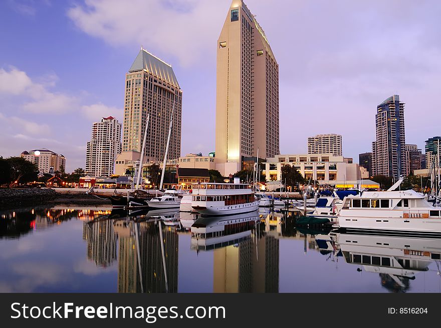 Beautiful view of San Diego downtown marina