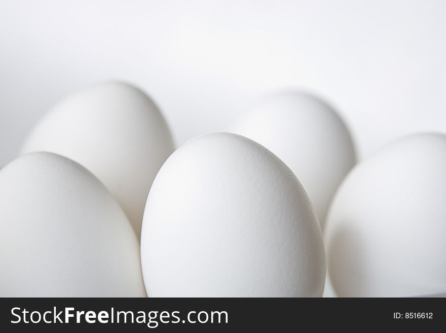 Five Eggs On White Background