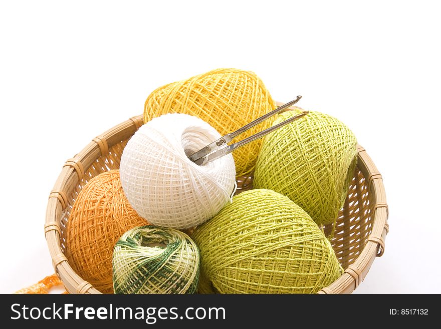 Items for knitting isolated on a white background