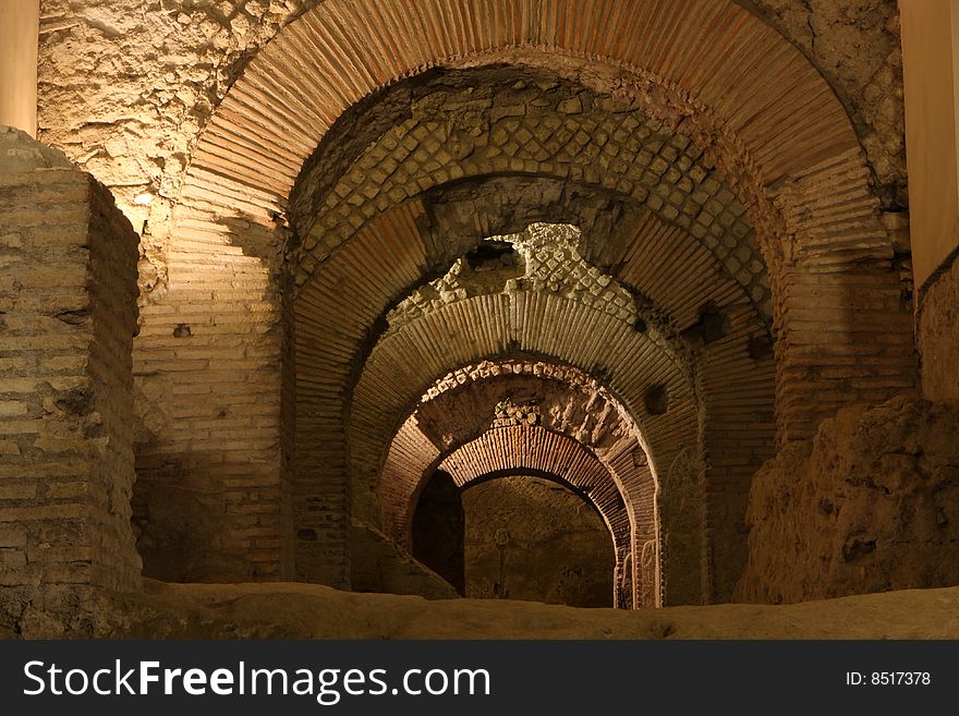 Roman amphitheatre in Naples, italy