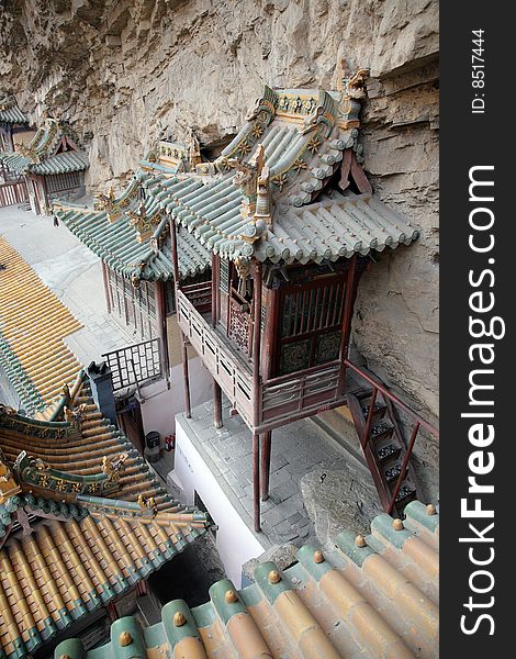 The hanging temple, shanxi, china.exterior detailed view. The hanging temple, shanxi, china.exterior detailed view.