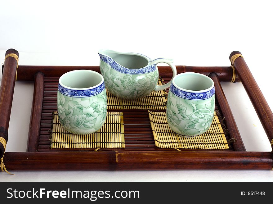 The Chinese porcelain service for tea ceremony. The Chinese porcelain service for tea ceremony