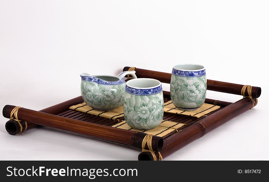 The Chinese porcelain service for tea ceremony. The Chinese porcelain service for tea ceremony