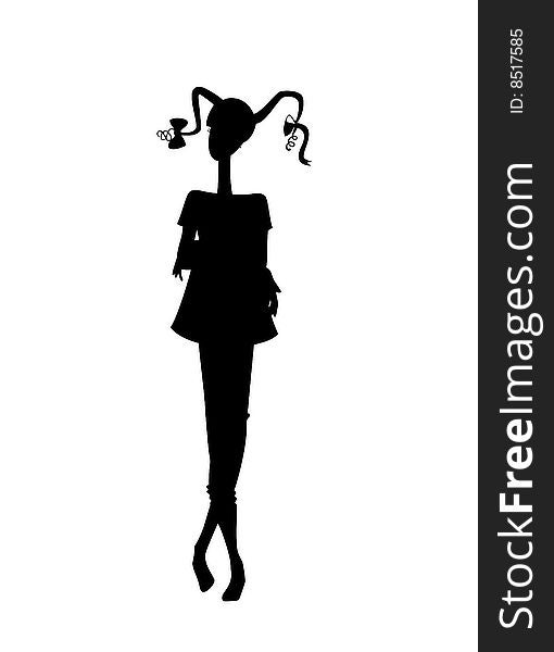 Silhouette of girl of teenagers for design