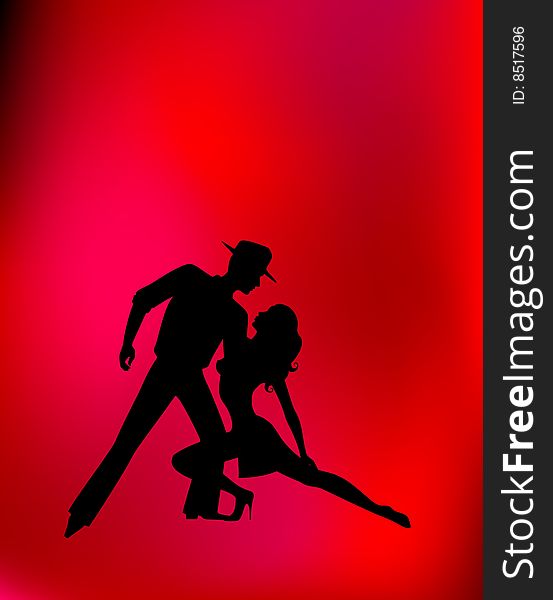 Silhouette of a loving couple dancing a tango. Silhouette of a loving couple dancing a tango