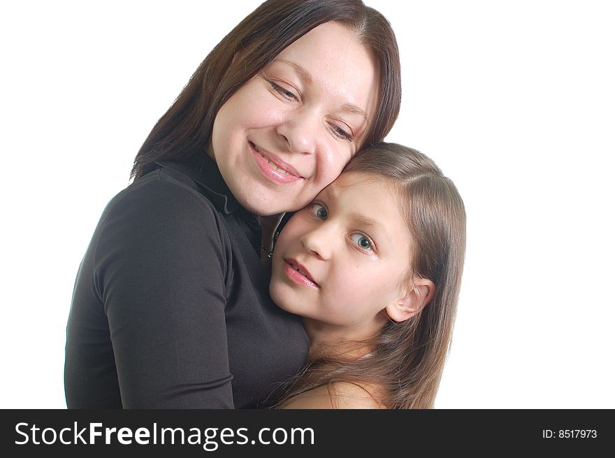 The portrait of happy family (mother and daughter)