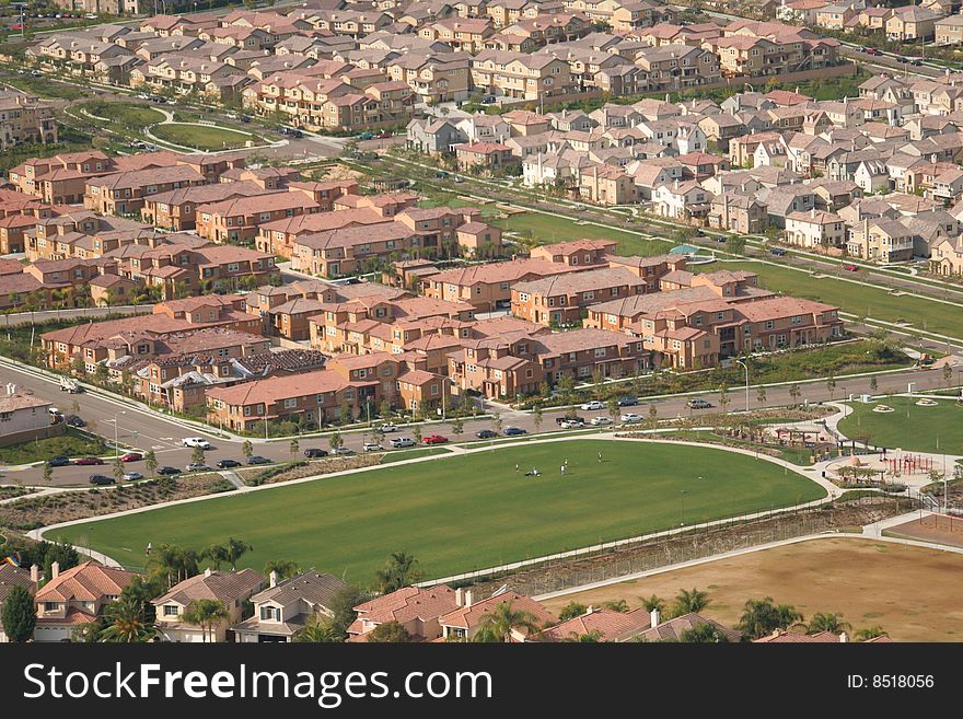 Aerial view of southern california neighborhood. Aerial view of southern california neighborhood