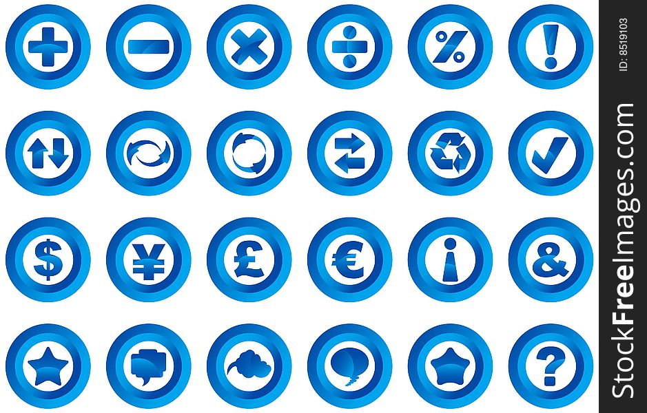 Illustration of multimedia buttons, blue