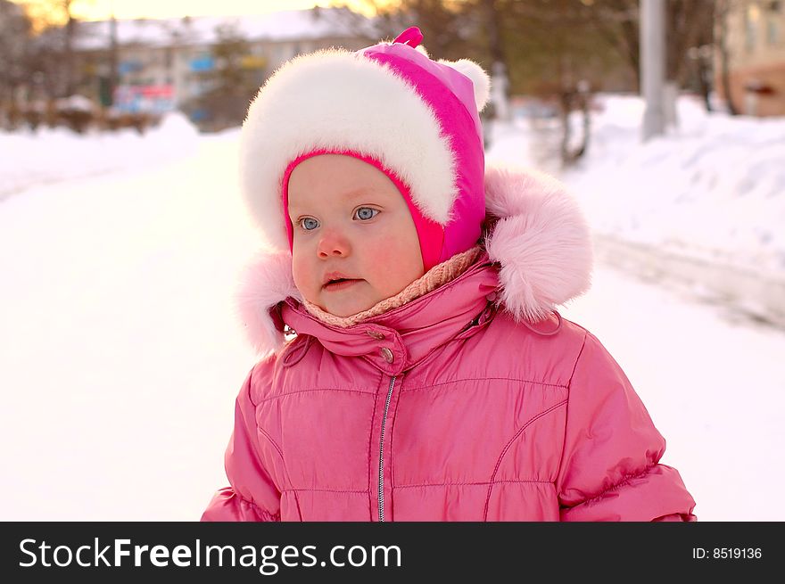 Pretty Little Girl In Winter Outerwear.