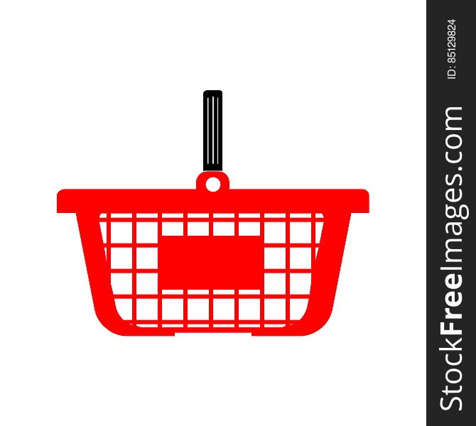 Shopping basket or cart - red colour in flat design. Shopping basket or cart - red colour in flat design.