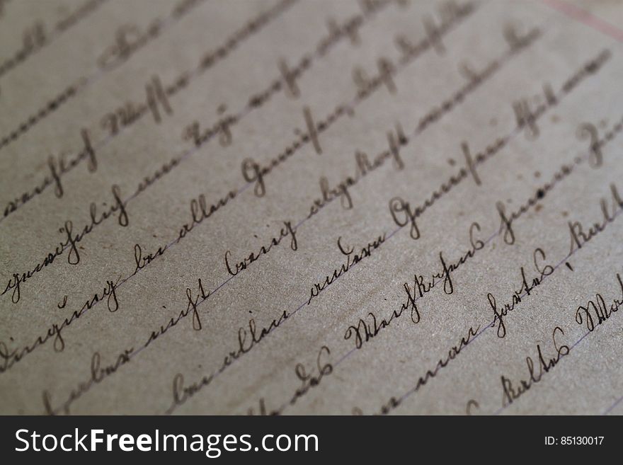 Cursive Script On Antique Paper