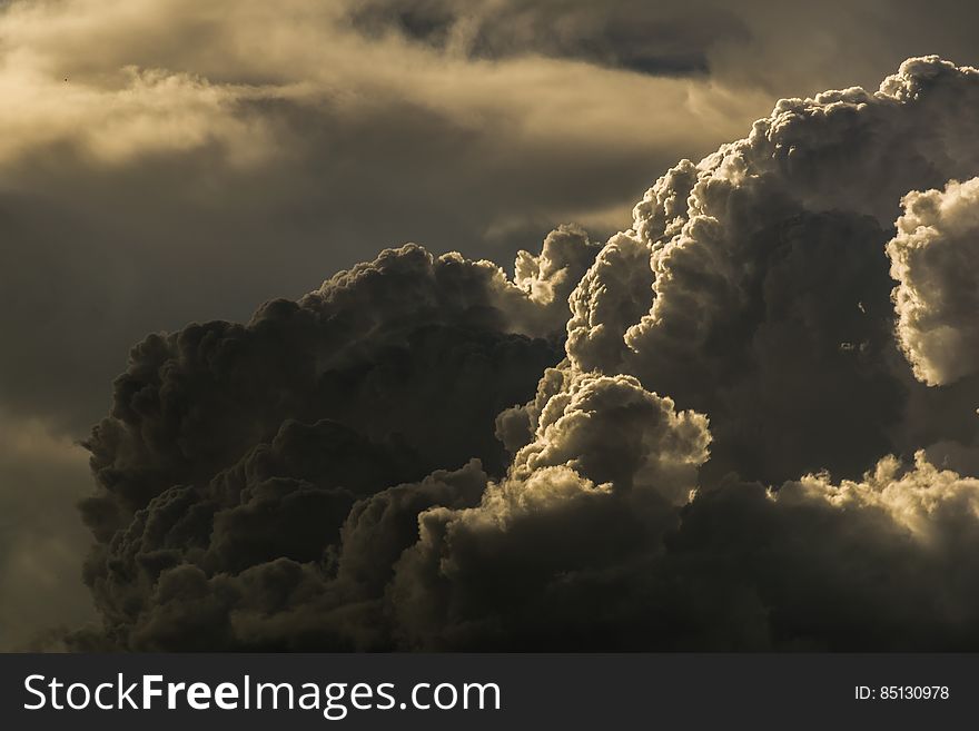 Sky background with dark clouds.