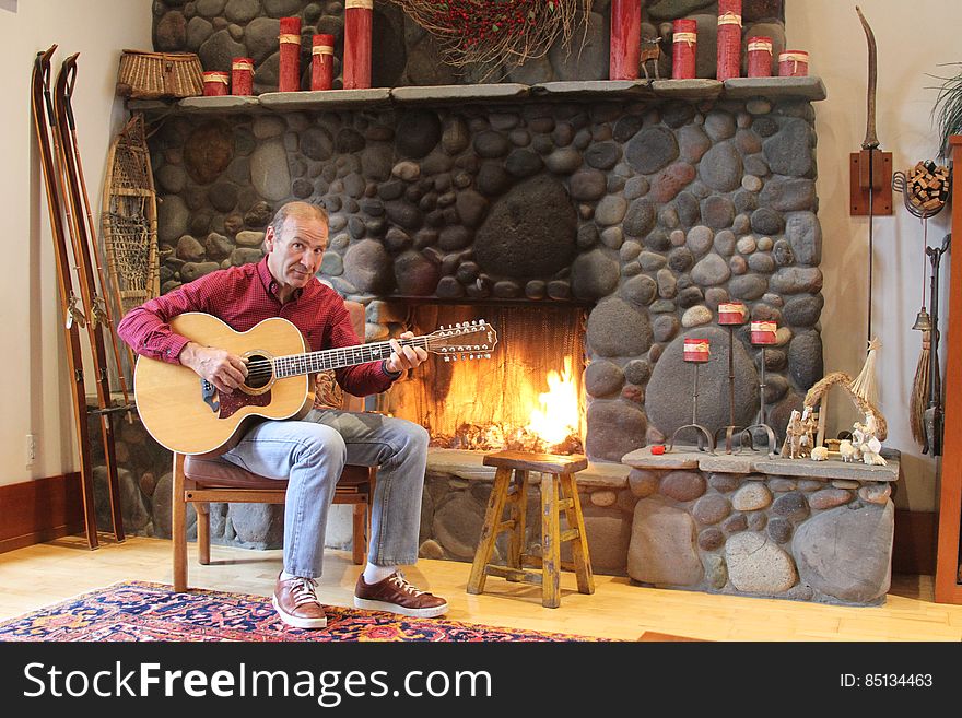 Paul - Fireplace and Guitar 2.JPG