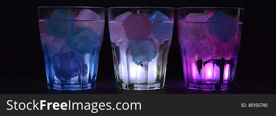 3 Lighted Clear Drinking Glass With Beverage
