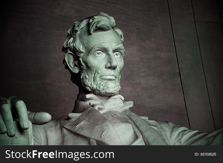 The statue of Abraham Lincoln in the Lincoln Memorial, Washington DC.