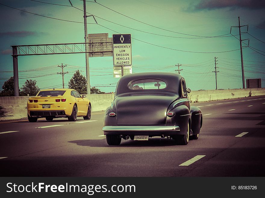 Classic Car On Highway
