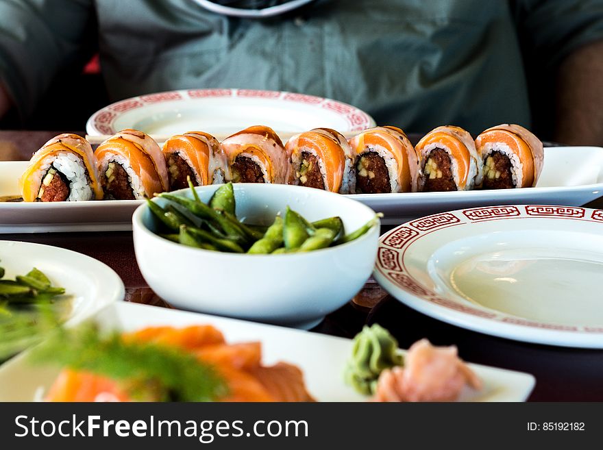 Sushi Rolls On Table