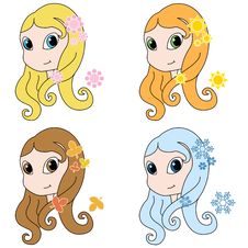 Four Seasons Girls Royalty Free Stock Images Four Seasons Girls Royalty Free Stock Images