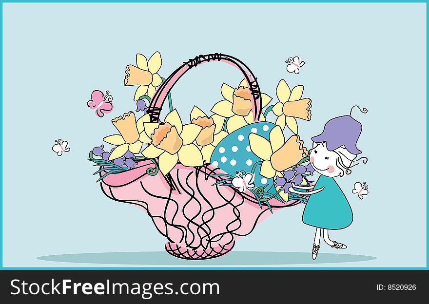 Girl Decorating Easter Basket