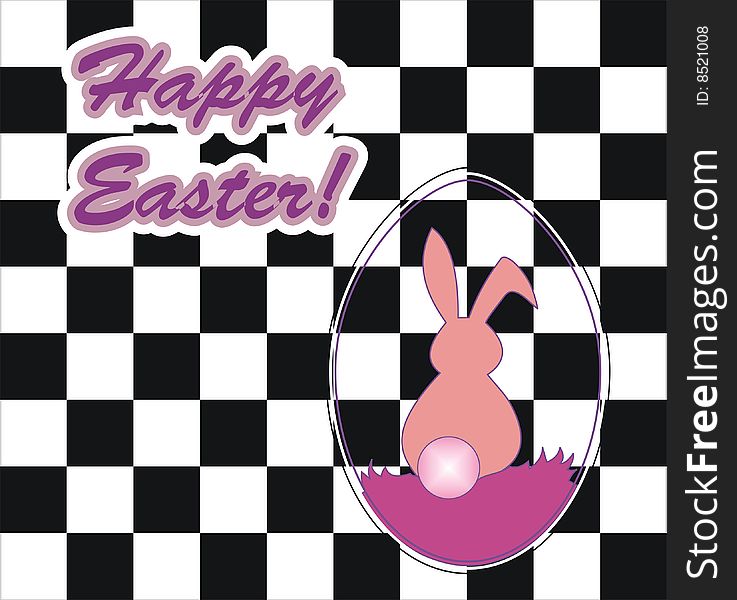 Happy Easter black and white greeting Card. Happy Easter black and white greeting Card