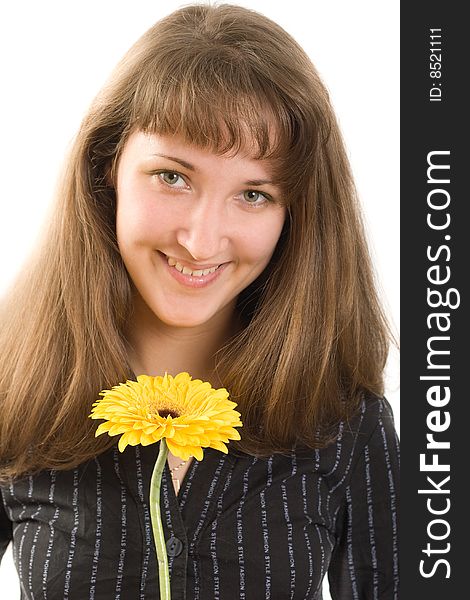 Portrait Of Beautiful Girl With  Flower