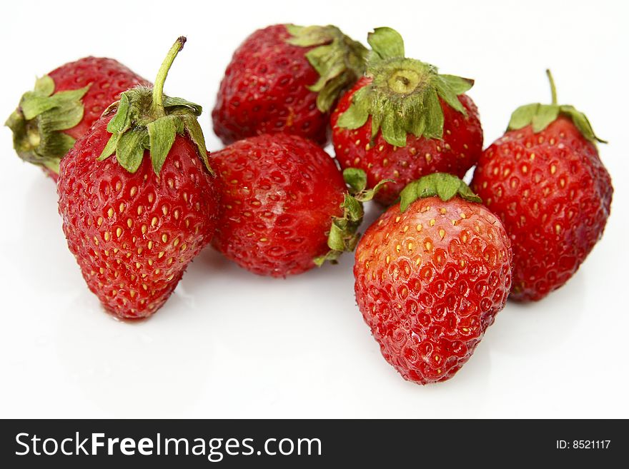 Strawberries over white background, Want to eat!