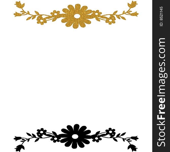 A white background with the same floral pattern in gold and black. A white background with the same floral pattern in gold and black