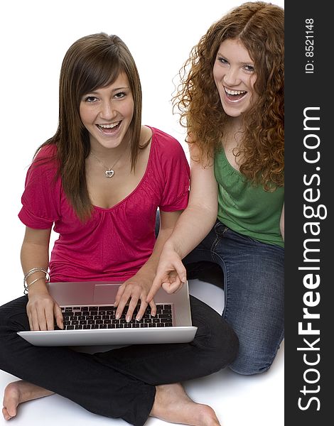 Two Teenagers With Laptop Computer