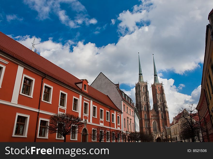 Ostrow Tumski in Wroclaw, famous landmark, old
