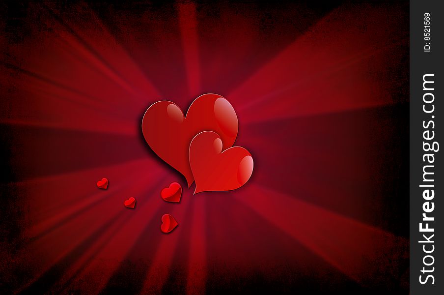 Valentines Day background with Hearts and ribbon.Visit my portfolio for other love backgrounds...