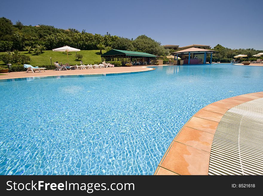 Poolside view at Sardegna Island, Italy (no logos or brands)