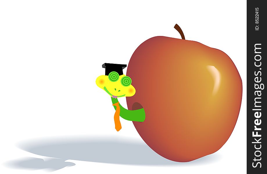 Illustration with apple and joyful screw