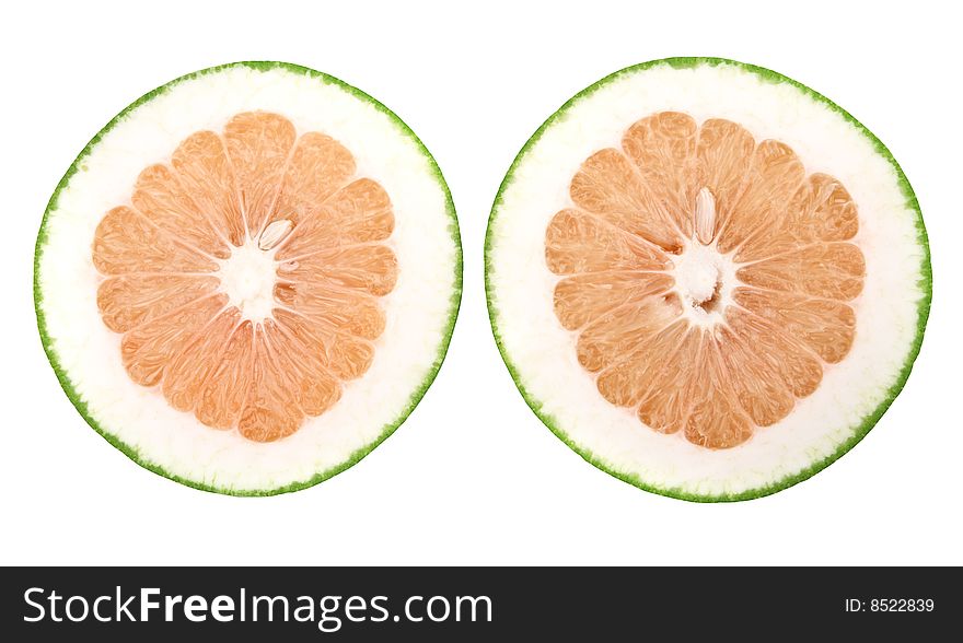 Two slices of grapefruit