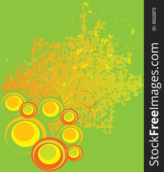 Green background with yellow circles vector illustration
