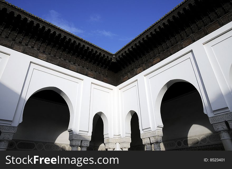 Arch architecture in mosque temple, Beautiful decoration in mosque