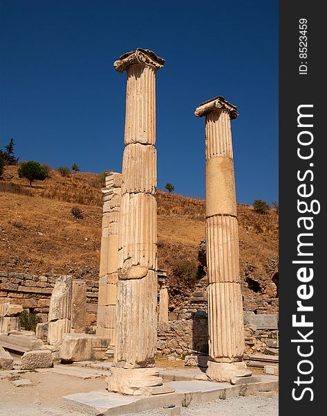 Columns in the ruined city of Ephesus, Turkey. Columns in the ruined city of Ephesus, Turkey