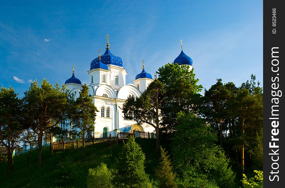 The Christian church on a background of the blue sky